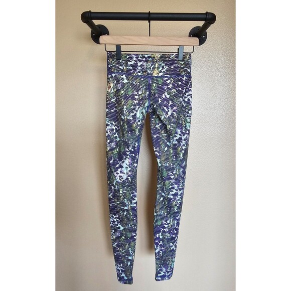 Lululemon Wunder Under Pant Floral Sport Backdrop Iris Flower Size 4 Leggings - Picture 2 of 8